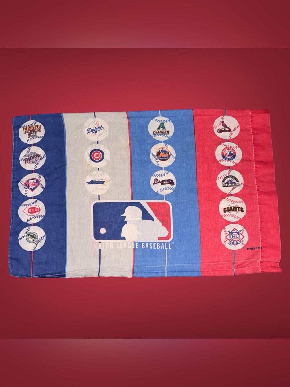 Vintage 1998 MLB Major League Baseball All-Team Logo Pillowcase Made in USA